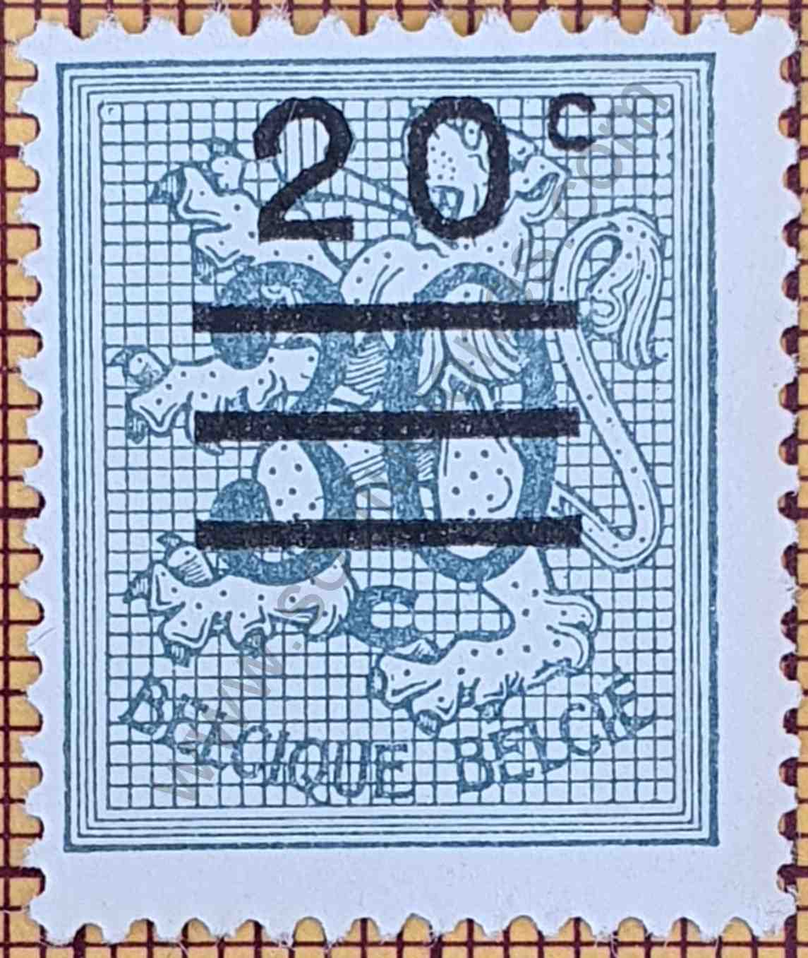 Número 20 sobre 30 y León - sello Bélgica 1960